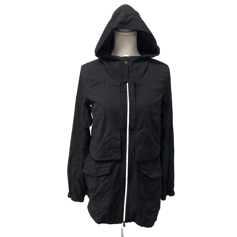 Lululemon Yogi Anorak‎ Jacket Womens 6 Black Full Zip Hooded Activewear Gym